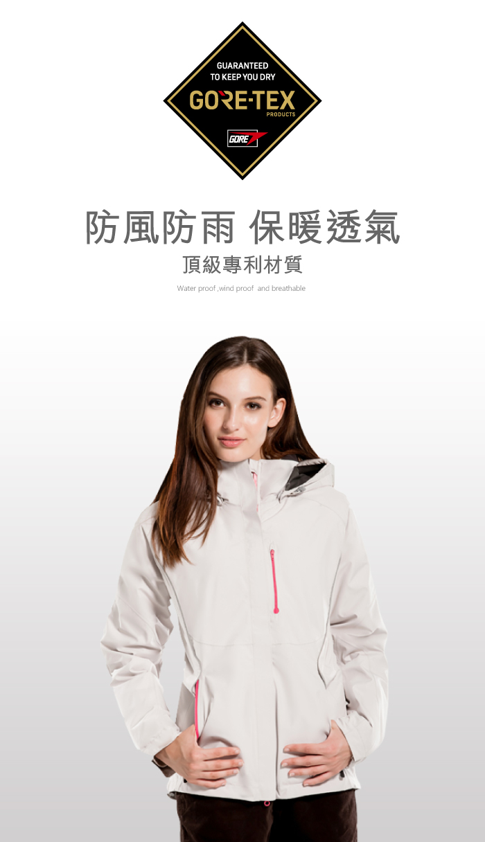 GUARANTEEDTO KEEP YOU DRYGORE-TEXPRODUCTSGORE防風防雨 保暖透氣頂級專利材質Water proof wind proof and breathable